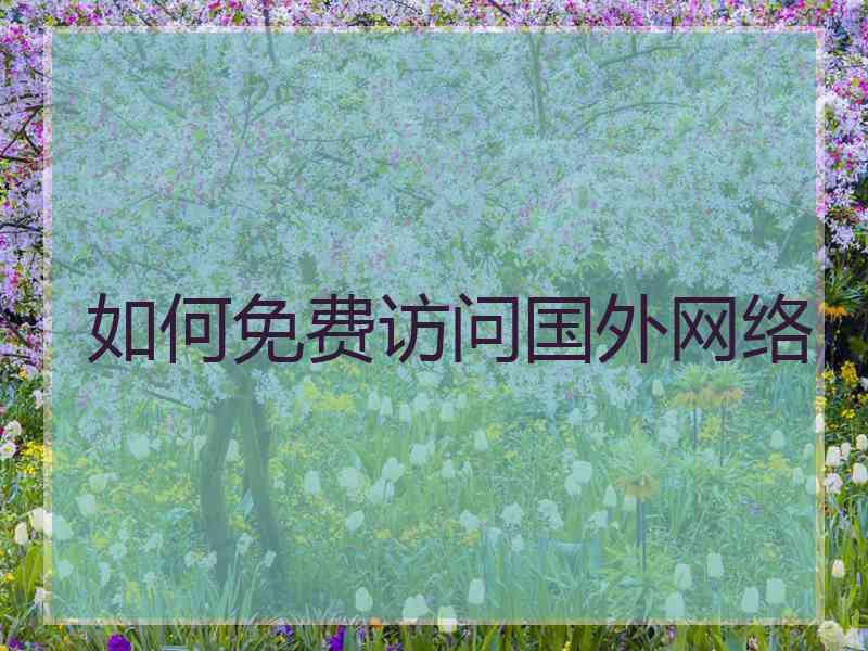 如何免费访问国外网络