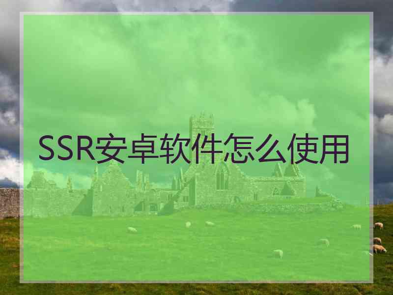 SSR安卓软件怎么使用